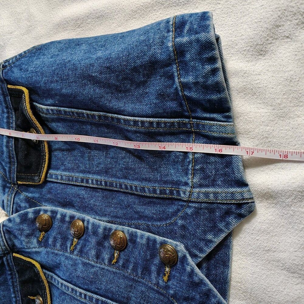 Vintage Street Wear Cropped Jean Vest Medium USA Made Two Tone Western Denim - Picture 7 of 8